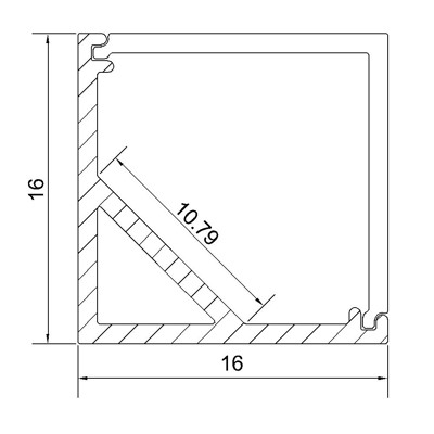 (image for) Wholesale LED U Rectangle Aluminium Channel PB-AP-GL-005 1 Meter(39.4inch) 16 mm(H) x 16 mm(W) For Max Recessed 10mm Strip Light LED Profile